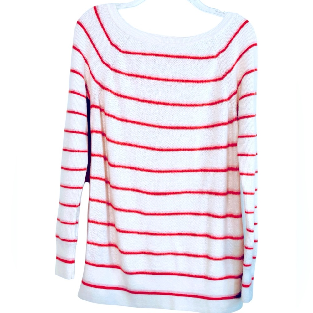 Gap Brooklyn Boatneck Candy Multi Stripe Merino Wool Pink Coral Sweater  Size S